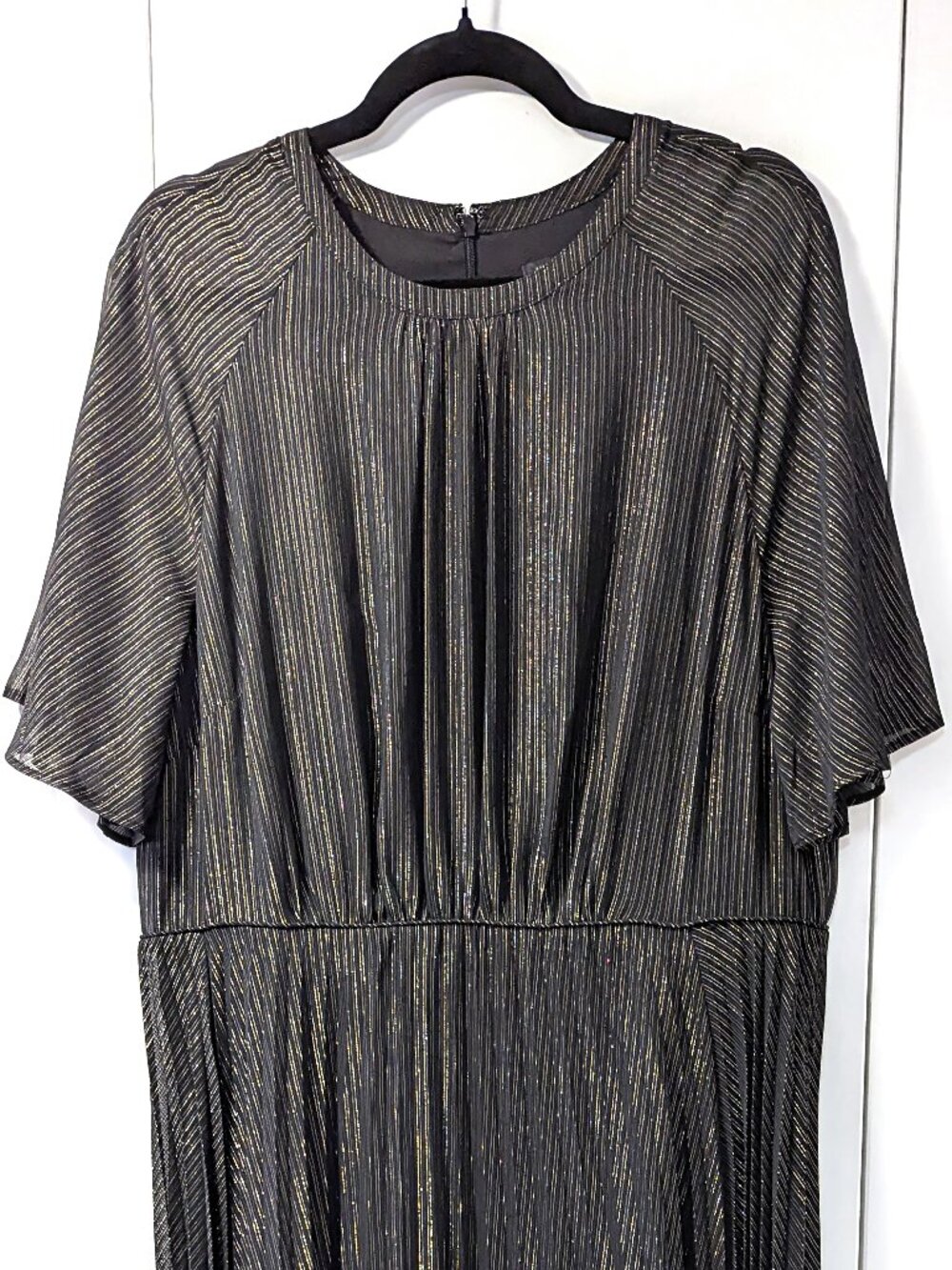 NWT Ann Taylor Shimmer Stripe Pleated Midi Dress Size 16